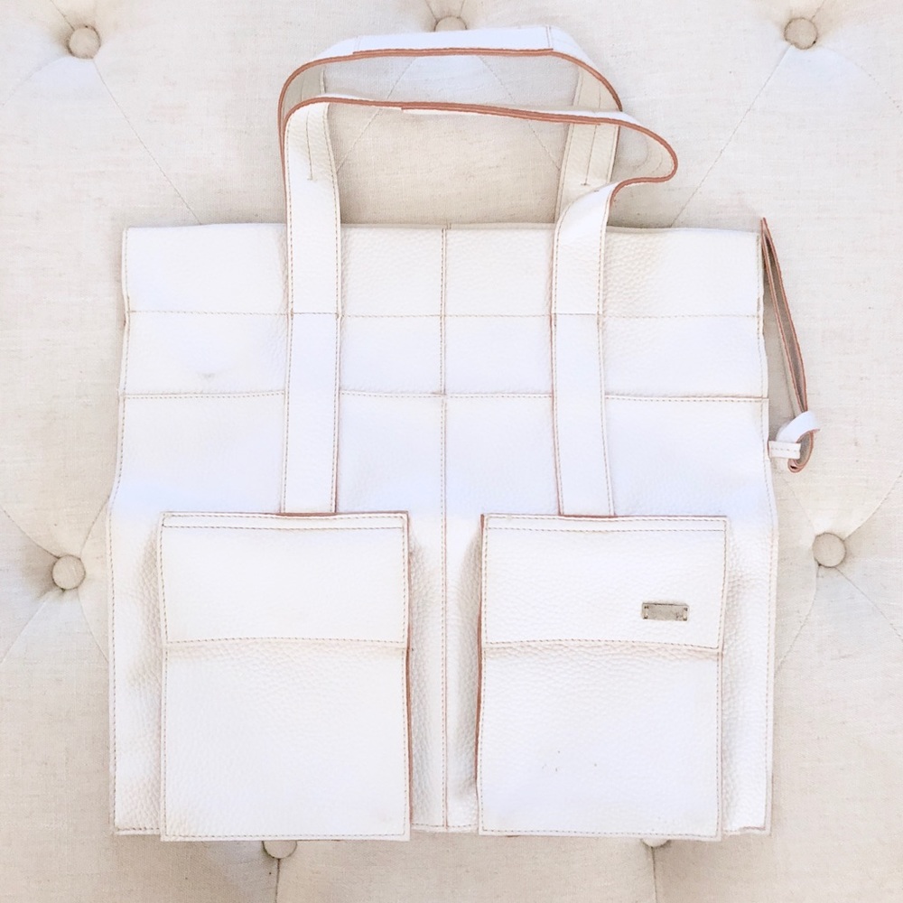 White leather bag